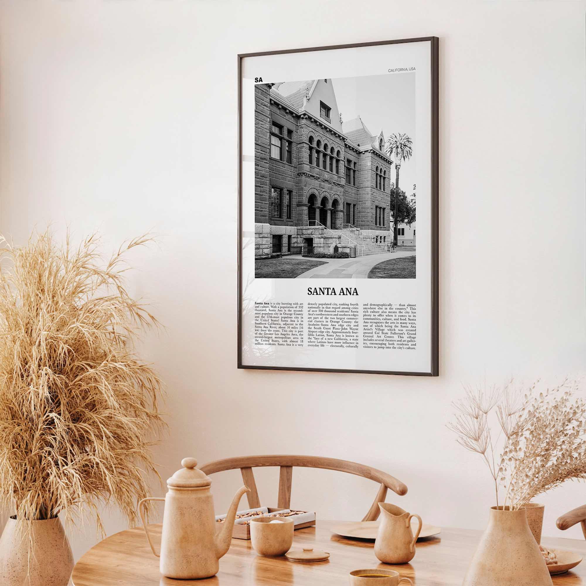 Santa Ana Print Black and White, Santa Ana Wall Art, Santa Ana Poster, Santa Ana Photo, California, USA, United States, North America