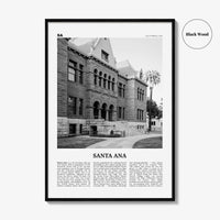 Santa Ana Print Black and White, Santa Ana Wall Art, Santa Ana Poster, Santa Ana Photo, California, USA, United States, North America