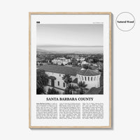 Santa Barbara County Print Black and White, Santa Barbara Wall Art, Santa Barbara Poster, Santa Barbara Photo, Wall Décor, Santa Barbara Map