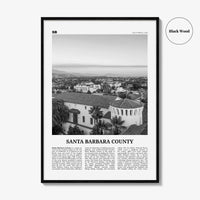 Santa Barbara County Print Black and White, Santa Barbara Wall Art, Santa Barbara Poster, Santa Barbara Photo, Wall Décor, Santa Barbara Map