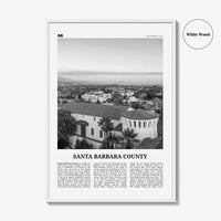 Santa Barbara County Print Black and White, Santa Barbara Wall Art, Santa Barbara Poster, Santa Barbara Photo, Wall Décor, Santa Barbara Map
