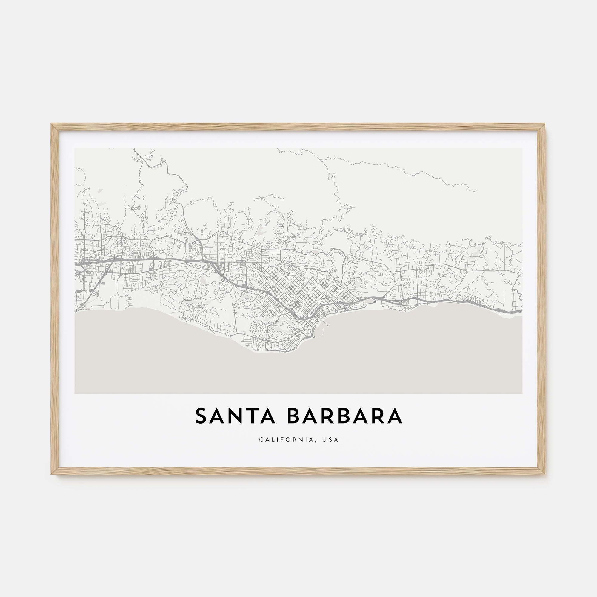 Santa Barbara Map Landscape Poster