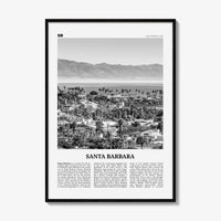 Santa Barbara Print Black and White No 1, Santa Barbara Wall Art, Santa Barbara Poster, California, USA, United States, North America