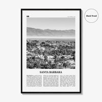Santa Barbara Print Black and White No 1, Santa Barbara Wall Art, Santa Barbara Poster, California, USA, United States, North America