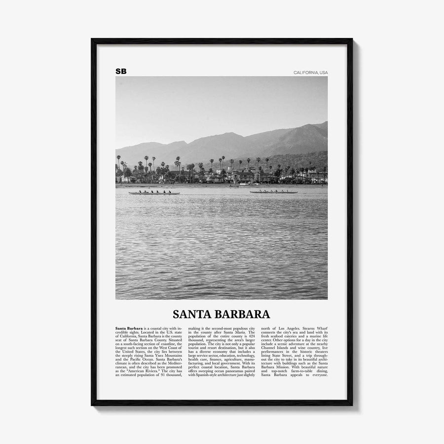 Santa Barbara Print Black and White No 3, Santa Barbara Wall Art, Santa Barbara Poster, California, USA, United States, North America