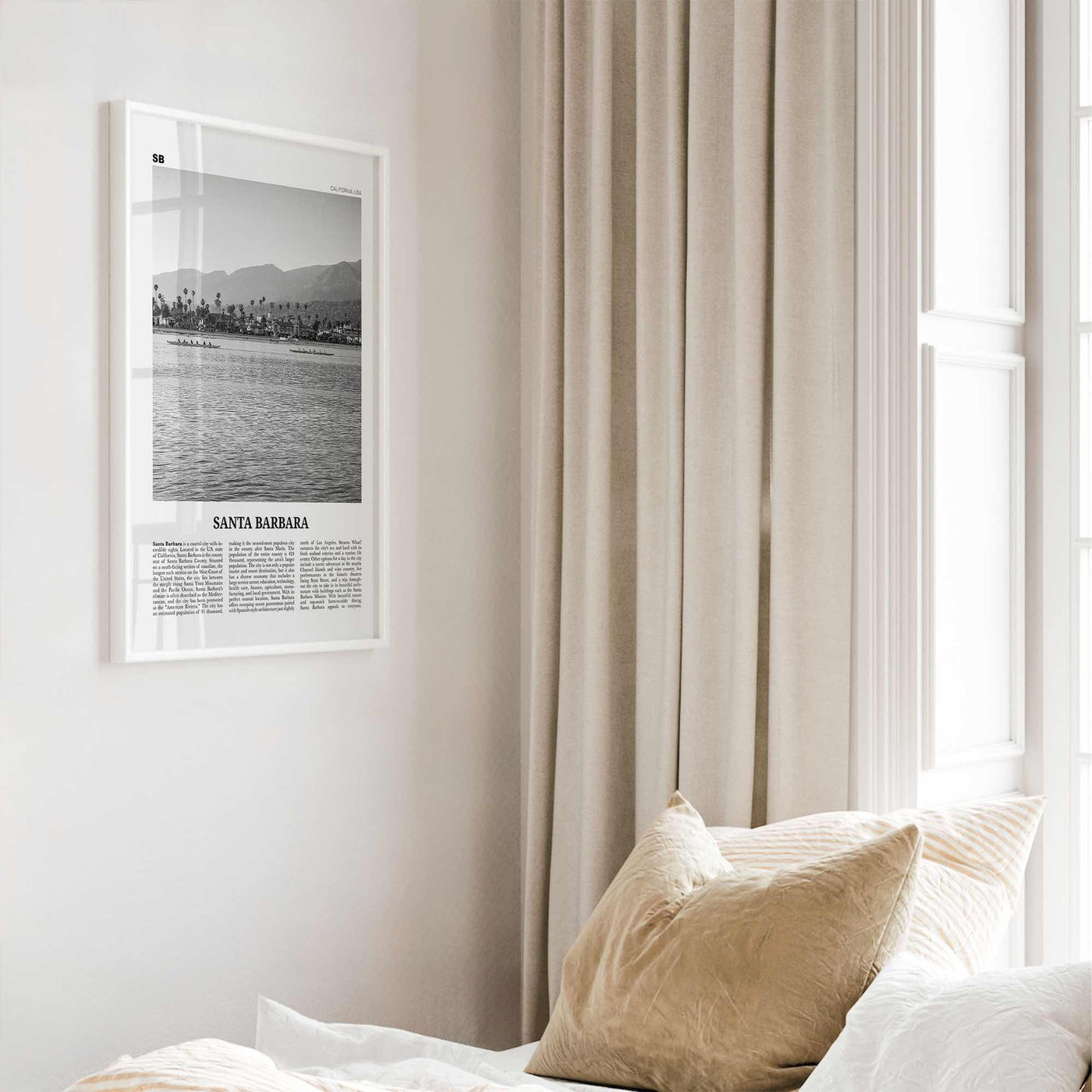 Santa Barbara Print Black and White No 3, Santa Barbara Wall Art, Santa Barbara Poster, California, USA, United States, North America