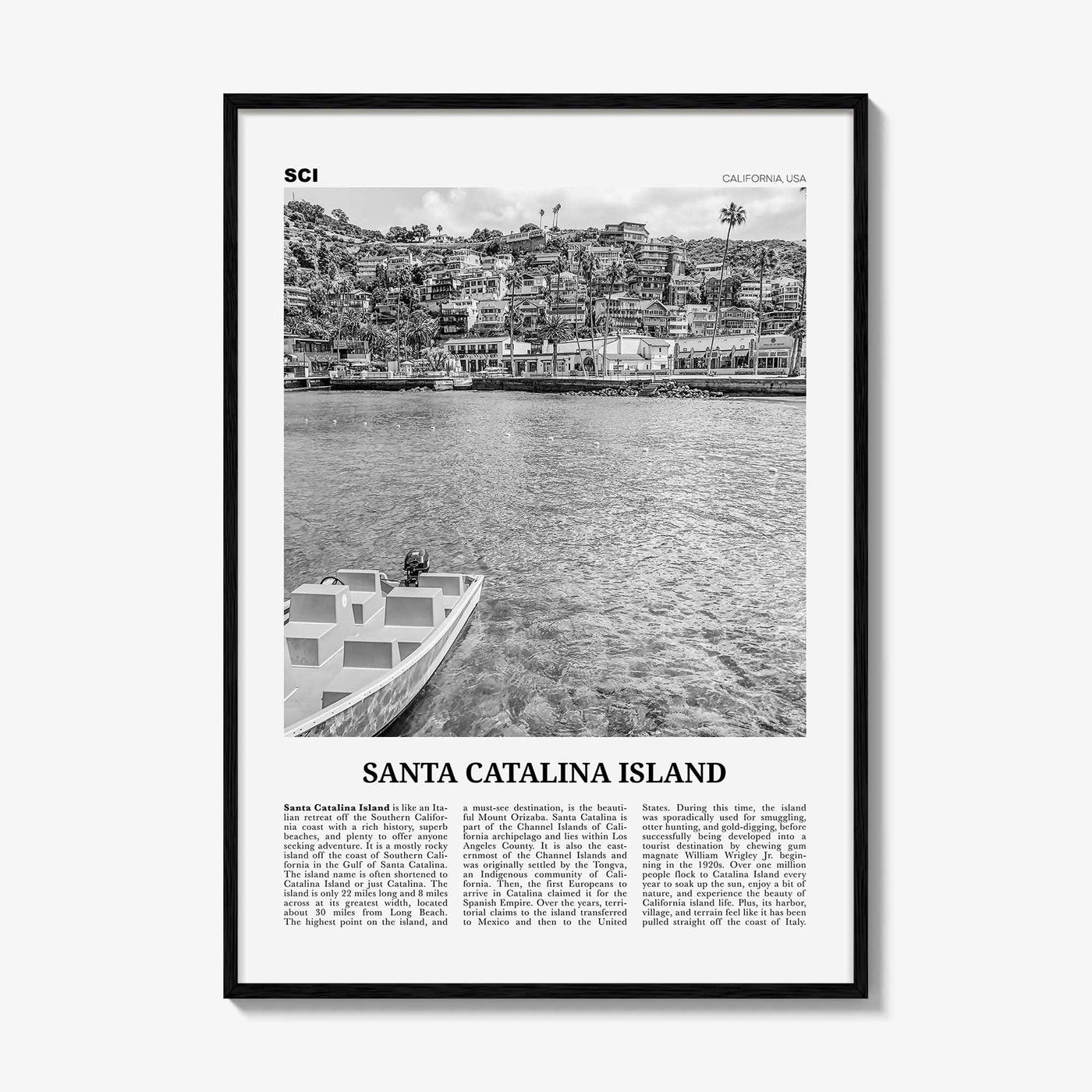 Santa Catalina Island Print Black and White No 1, Santa Catalina Island Wall Art, Santa Catalina Island Poster, Santa Catalina, California