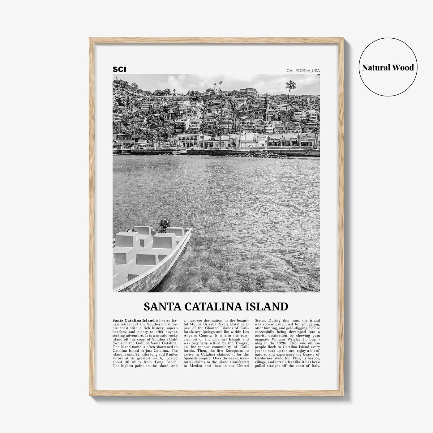 Santa Catalina Island Print Black and White No 1, Santa Catalina Island Wall Art, Santa Catalina Island Poster, Santa Catalina, California