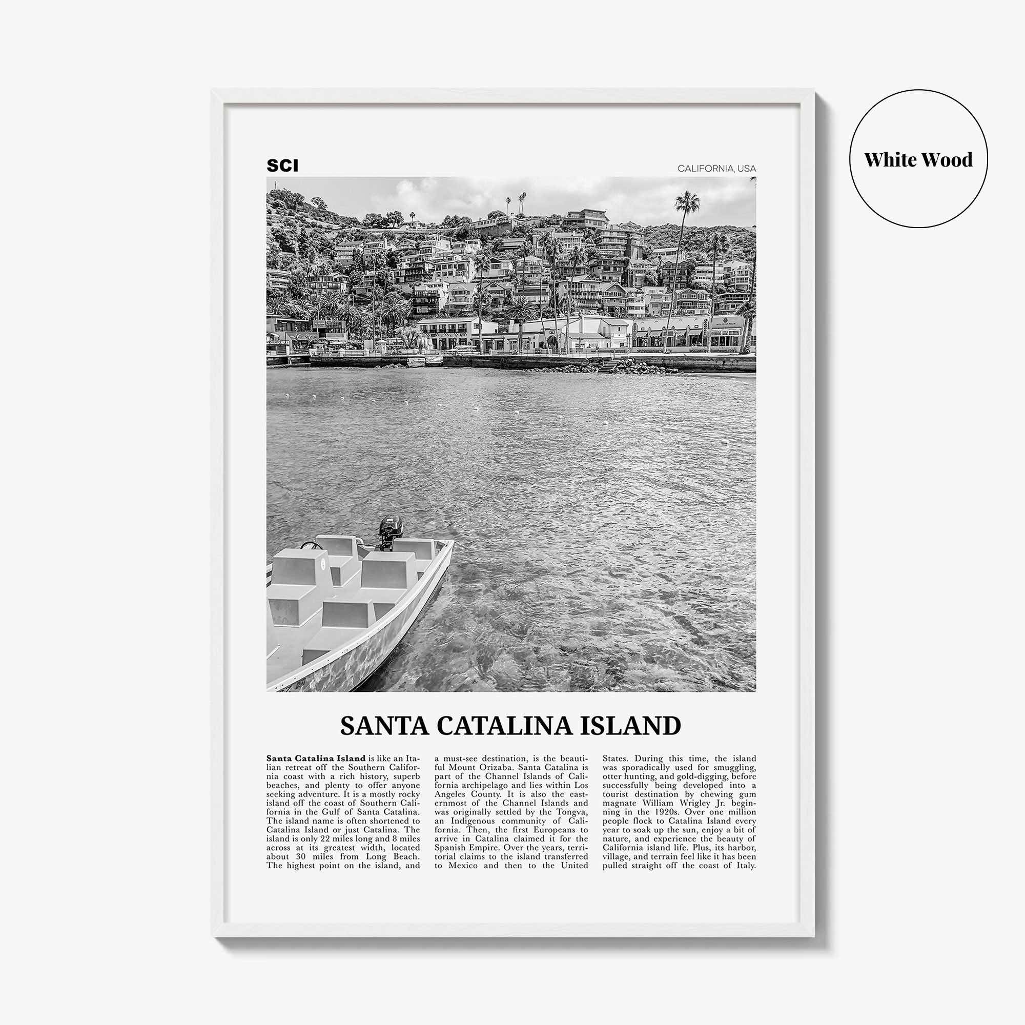 Santa Catalina Island Print Black and White No 1, Santa Catalina Island Wall Art, Santa Catalina Island Poster, Santa Catalina, California