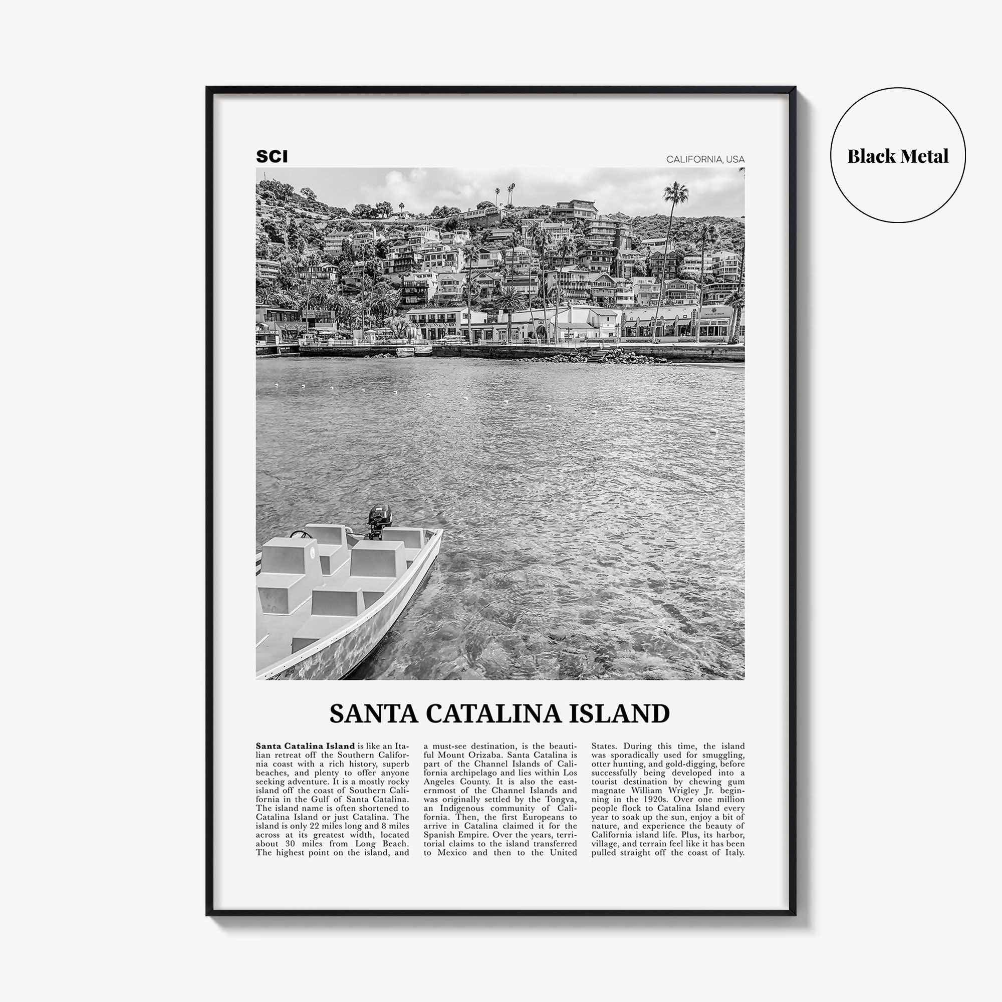 Santa Catalina Island Print Black and White No 1, Santa Catalina Island Wall Art, Santa Catalina Island Poster, Santa Catalina, California