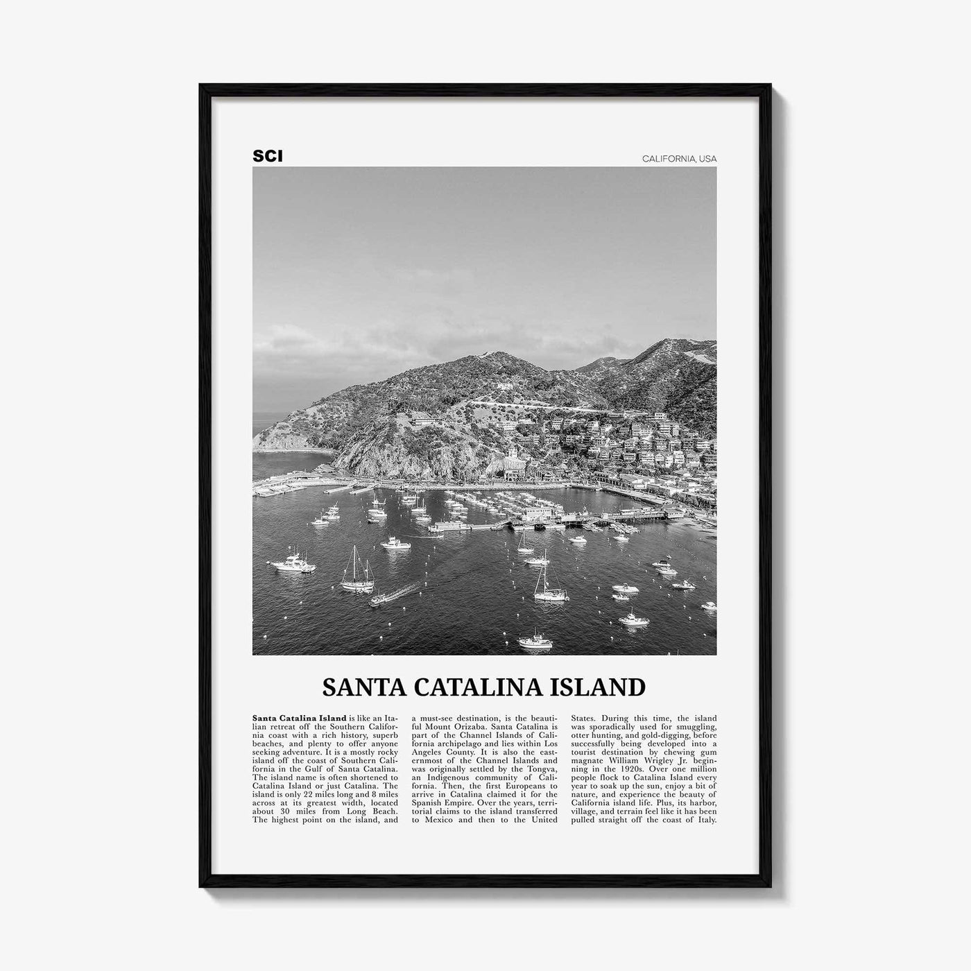 Santa Catalina Island Print Black and White No 2, Santa Catalina Island Wall Art, Santa Catalina Island Poster, Santa Catalina, California