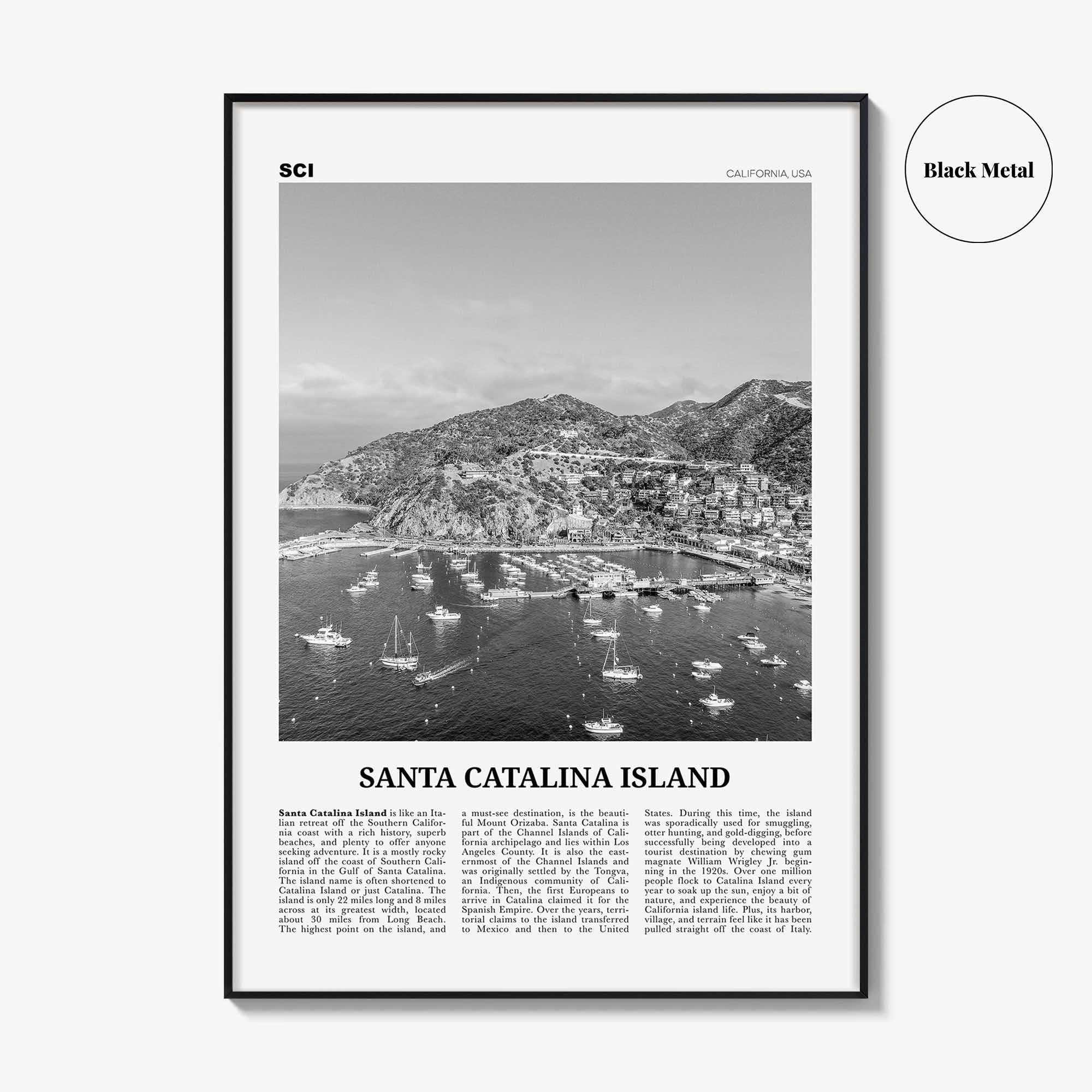 Santa Catalina Island Print Black and White No 2, Santa Catalina Island Wall Art, Santa Catalina Island Poster, Santa Catalina, California