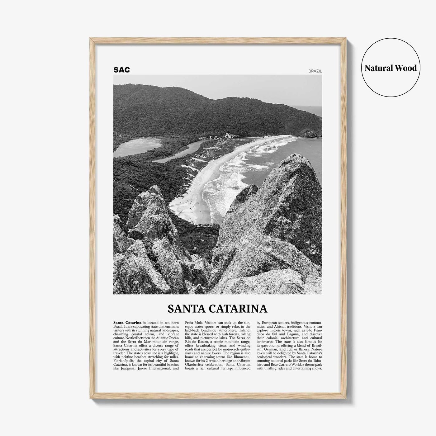Santa Catarina Print Black and White, Santa Catarina Wall Art, Santa Catarina Poster, Santa Catarina Photo, Santa Catarina Décor, Brazil