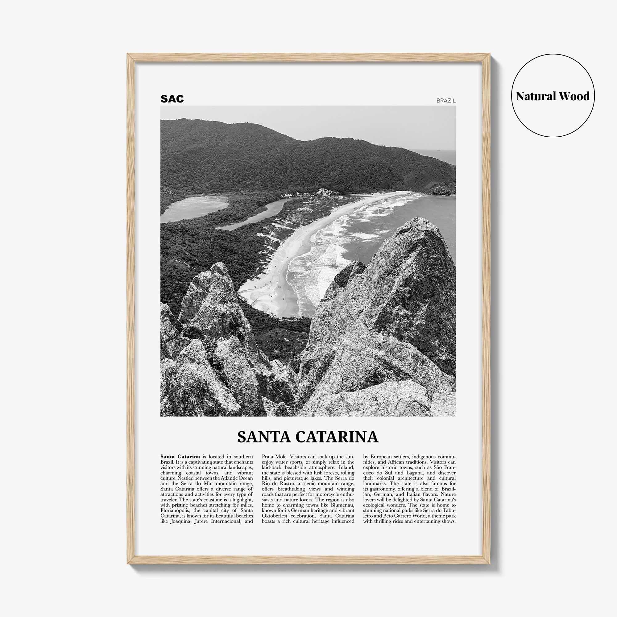 Santa Catarina Print Black and White, Santa Catarina Wall Art, Santa Catarina Poster, Santa Catarina Photo, Santa Catarina Décor, Brazil