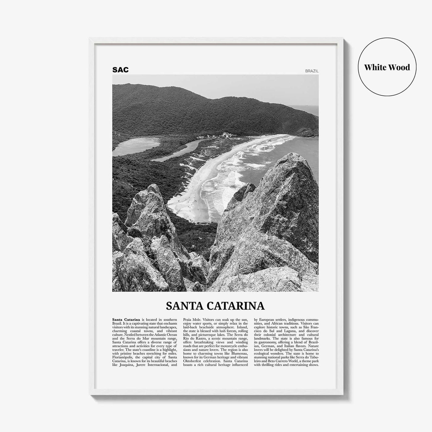 Santa Catarina Print Black and White, Santa Catarina Wall Art, Santa Catarina Poster, Santa Catarina Photo, Santa Catarina Décor, Brazil