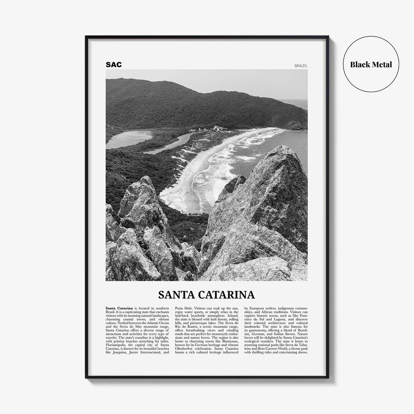 Santa Catarina Print Black and White, Santa Catarina Wall Art, Santa Catarina Poster, Santa Catarina Photo, Santa Catarina Décor, Brazil