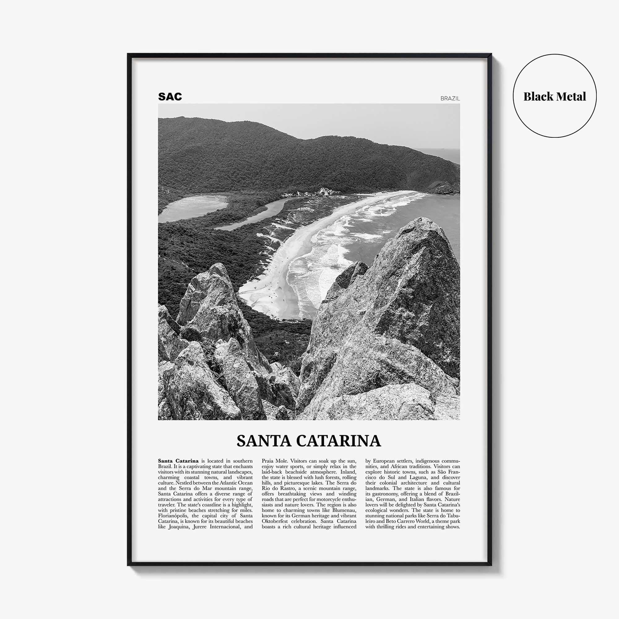 Santa Catarina Print Black and White, Santa Catarina Wall Art, Santa Catarina Poster, Santa Catarina Photo, Santa Catarina Décor, Brazil