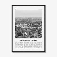 Santa Clara County Print Black and White, Santa Clara Wall Art, Santa Clara Poster, Santa Clara Photo, Santa Clara Décor, Santa Clara Map