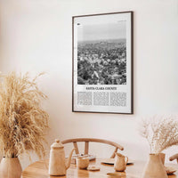 Santa Clara County Print Black and White, Santa Clara Wall Art, Santa Clara Poster, Santa Clara Photo, Santa Clara Décor, Santa Clara Map