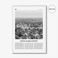 Santa Clara County Print Black and White, Santa Clara Wall Art, Santa Clara Poster, Santa Clara Photo, Santa Clara Décor, Santa Clara Map