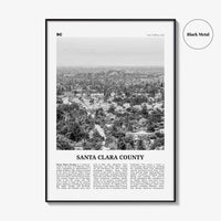 Santa Clara County Print Black and White, Santa Clara Wall Art, Santa Clara Poster, Santa Clara Photo, Santa Clara Décor, Santa Clara Map