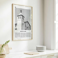 Santa Clara Print Black and White, Santa Clara Wall Art, Santa Clara Poster, Santa Clara Photo, Santa Clara Wall Décor, California, USA