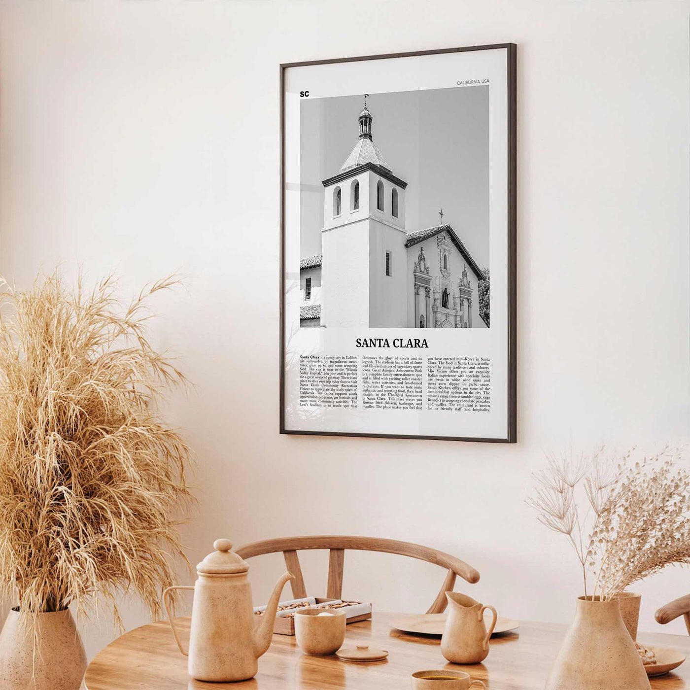 Santa Clara Print Black and White, Santa Clara Wall Art, Santa Clara Poster, Santa Clara Photo, Santa Clara Wall Décor, California, USA