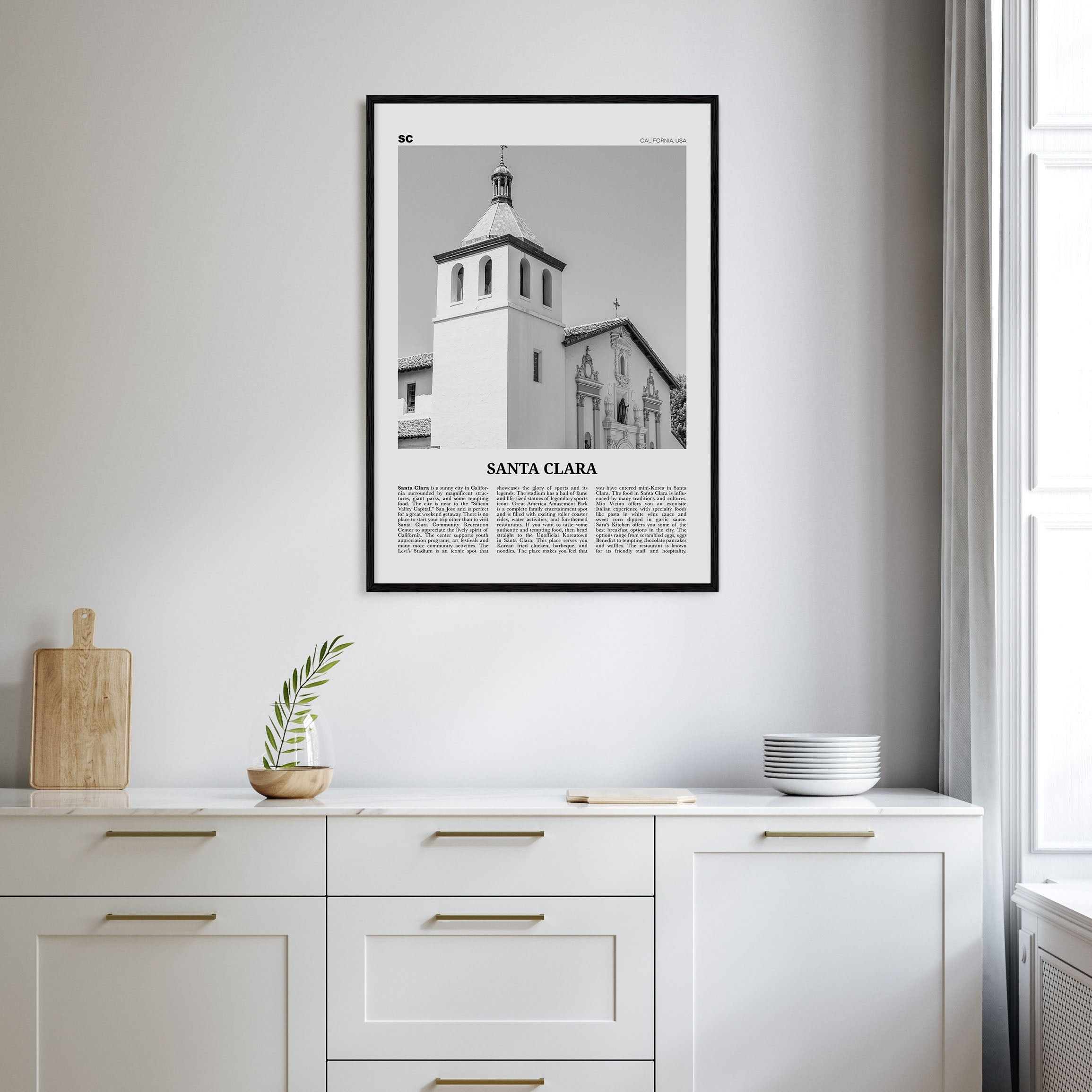 Santa Clara Travel B&W Poster
