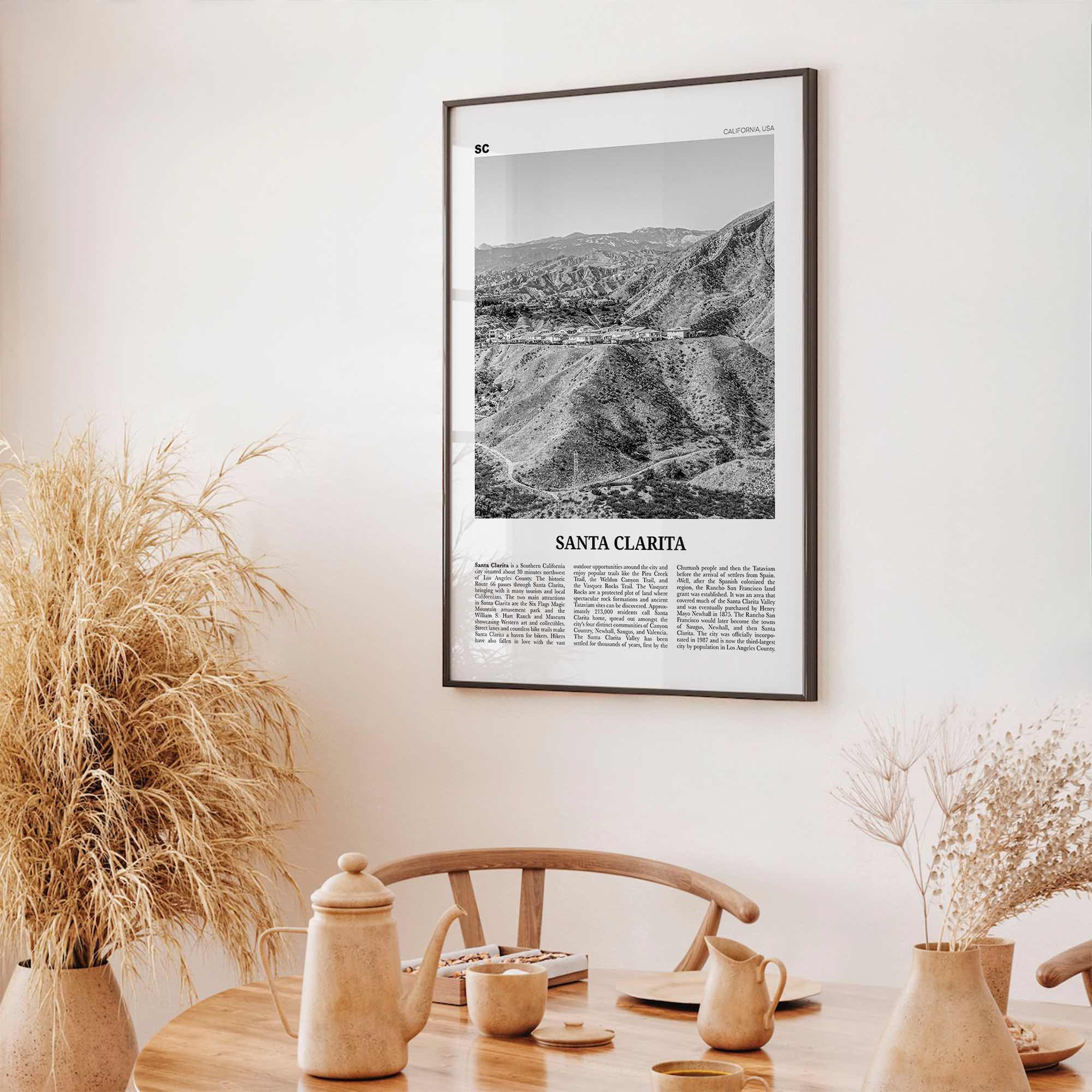 Santa Clarita Print Black and White, Santa Clarita Wall Art, Santa Clarita Poster, Santa Clarita Photo, California, USA, United States