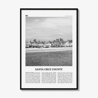 Santa Cruz County Print Black and White, Santa Cruz Wall Art, Santa Cruz Poster, Santa Cruz Photo, Santa Cruz Wall Décor, Santa Cruz Map