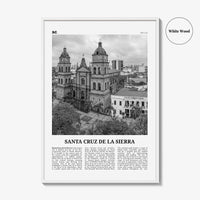 Santa Cruz de la Sierra Print Black and White, Santa Cruz de la Sierra Wall Art, Santa Cruz de la Sierra Poster, Photo, Wall Décor, Map