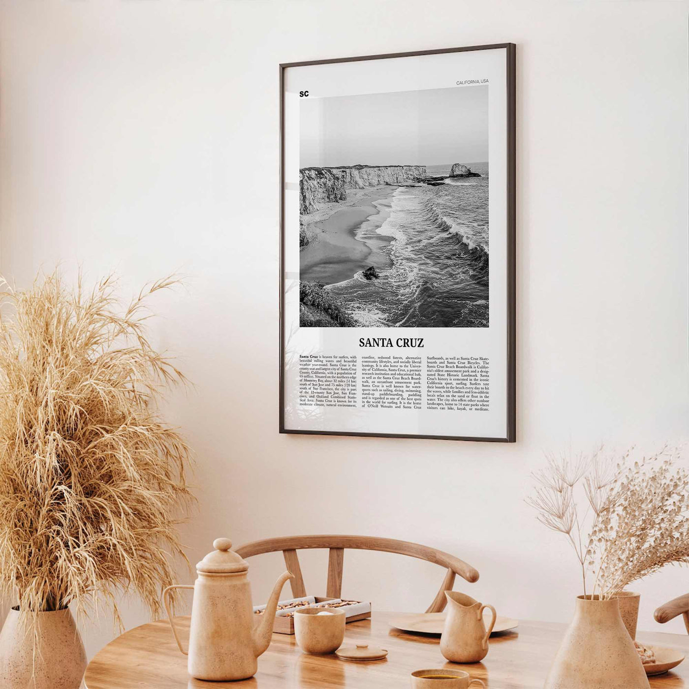 Santa Cruz Print Black and White No 1, Santa Cruz Wall Art, Santa Cruz Poster, Santa Cruz Photo, California, USA, United States