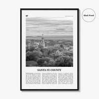 Santa Fe County Print Black and White, Santa Fe County Wall Art, Santa Fe County Poster, Santa Fe Photo, Santa Fe Wall Décor, Santa Fe Map