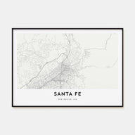 Santa Fe Map Landscape Poster