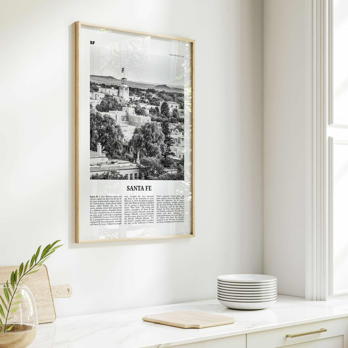 Santa Fe Print Black and White, Santa Fe Wall Art, Santa Fe Poster, Santa Fe Photo, Santa Fe Wall Décor, New Mexico, USA, United States