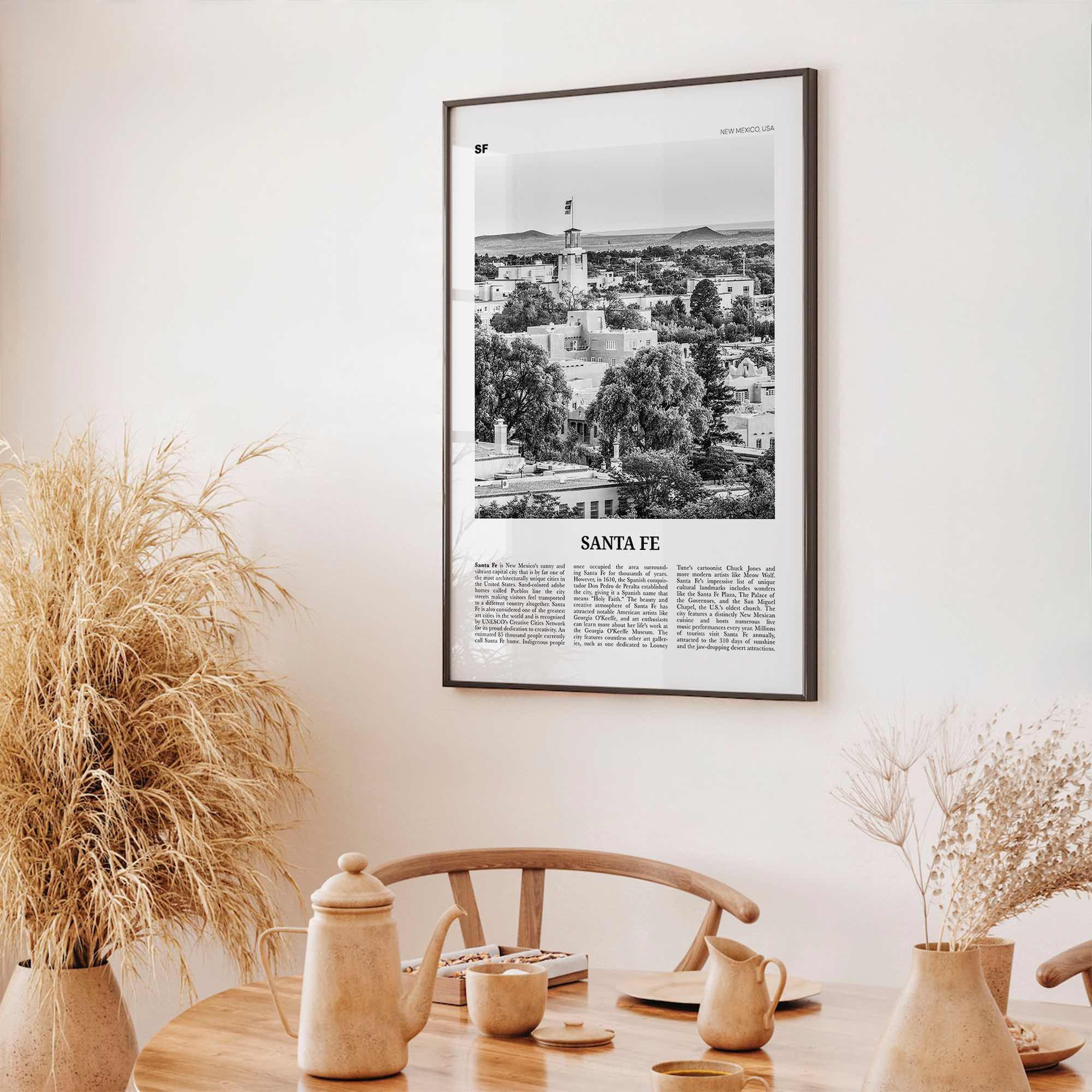 Santa Fe Print Black and White, Santa Fe Wall Art, Santa Fe Poster, Santa Fe Photo, Santa Fe Wall Décor, New Mexico, USA, United States