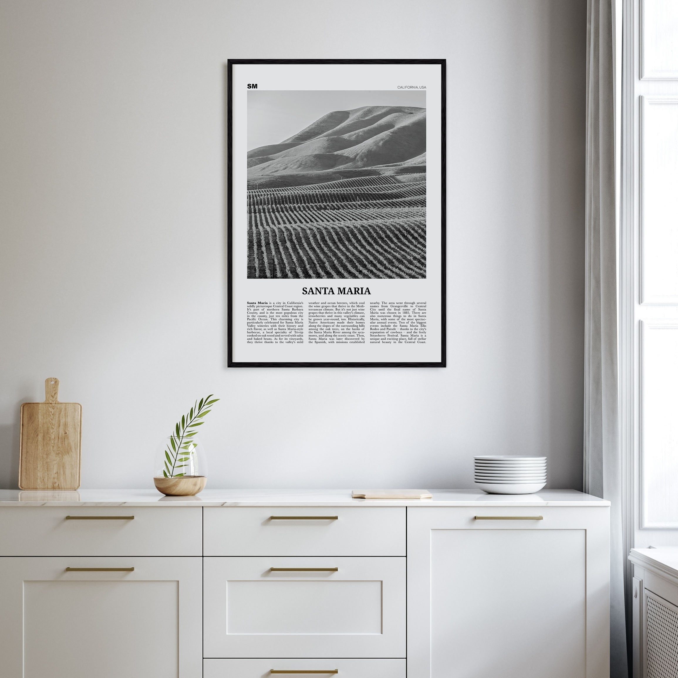Santa Maria Travel B&W Poster