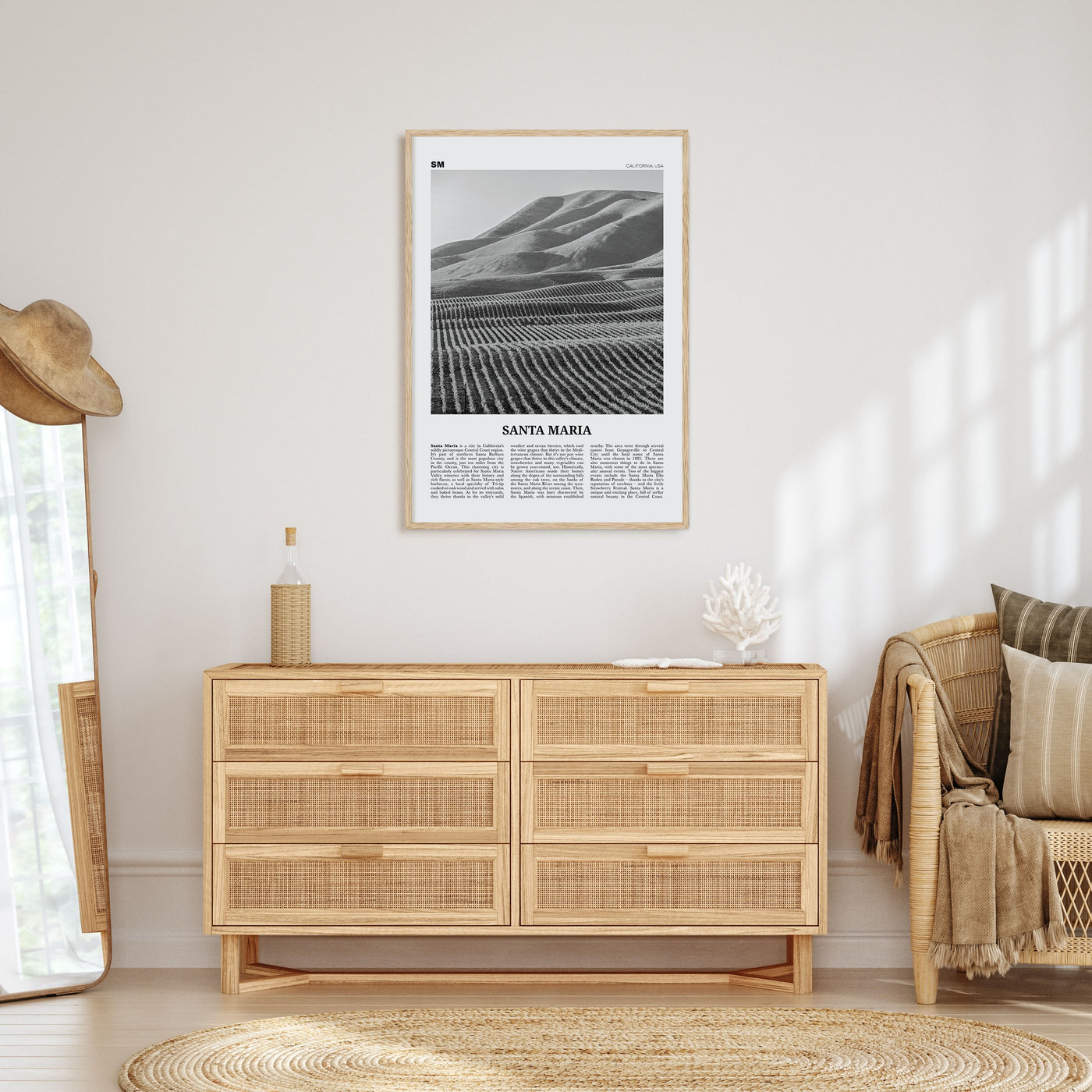 Santa Maria Travel B&W Poster