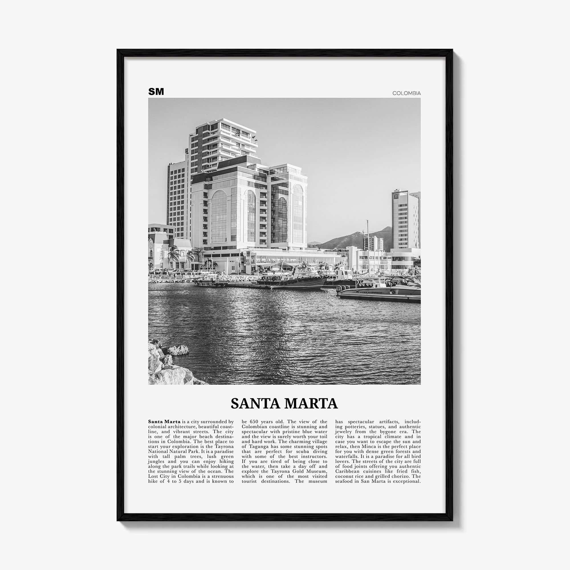 Santa Marta Print Black and White, Santa Marta Wall Art, Santa Marta Poster, Santa Marta Photo, Santa Marta Wall Décor, Colombia