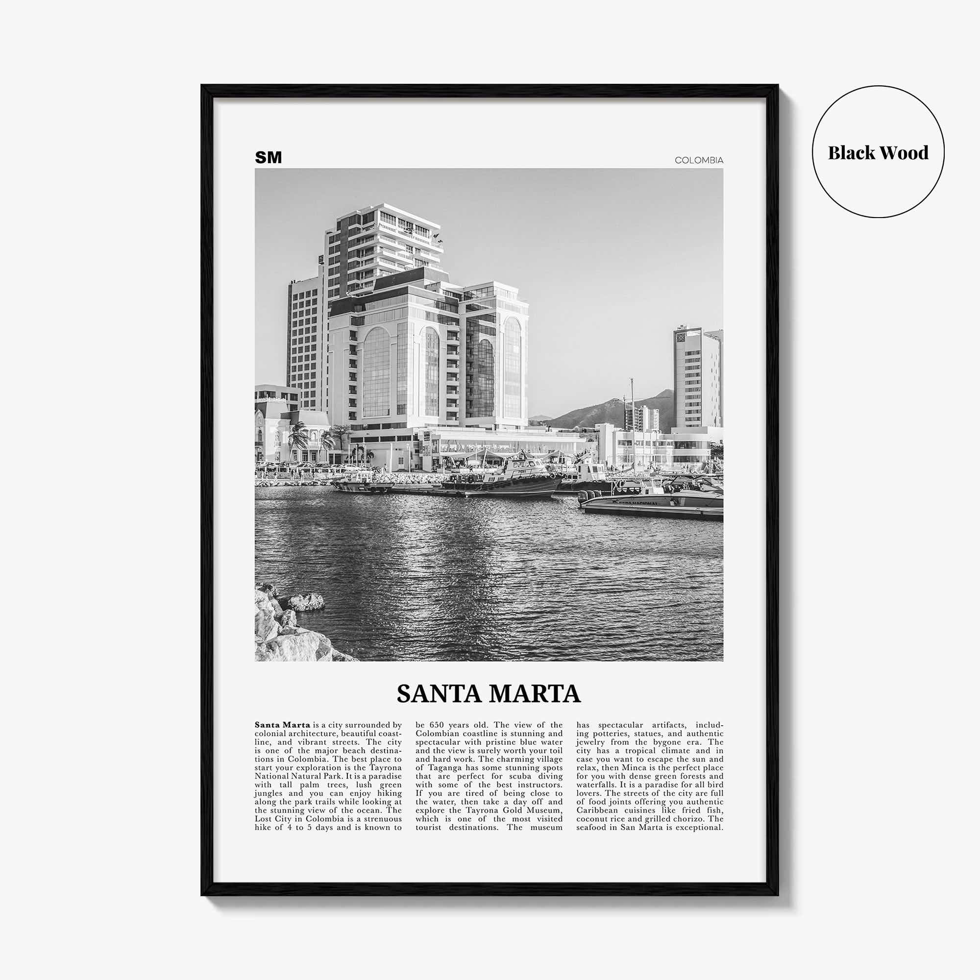 Santa Marta Print Black and White, Santa Marta Wall Art, Santa Marta Poster, Santa Marta Photo, Santa Marta Wall Décor, Colombia