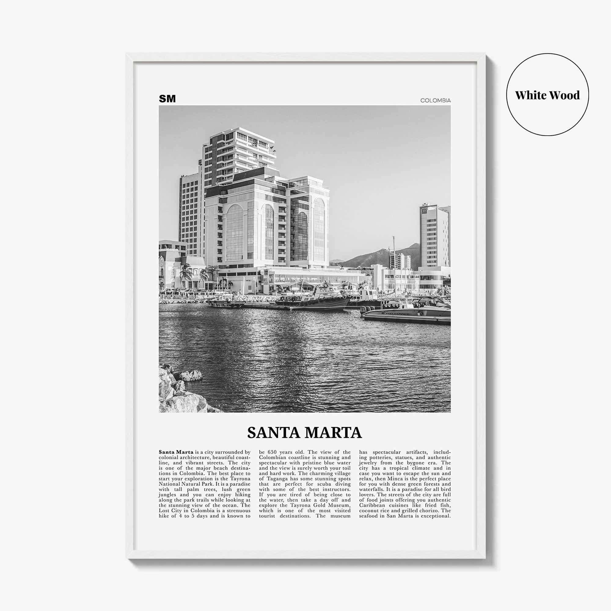 Santa Marta Print Black and White, Santa Marta Wall Art, Santa Marta Poster, Santa Marta Photo, Santa Marta Wall Décor, Colombia