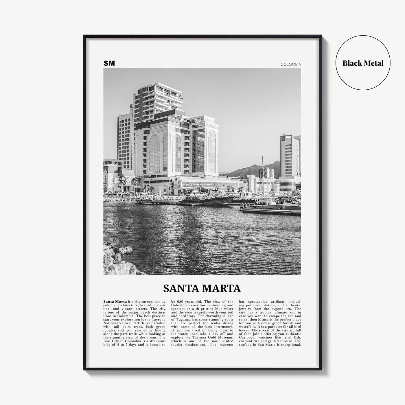 Santa Marta Print Black and White, Santa Marta Wall Art, Santa Marta Poster, Santa Marta Photo, Santa Marta Wall Décor, Colombia