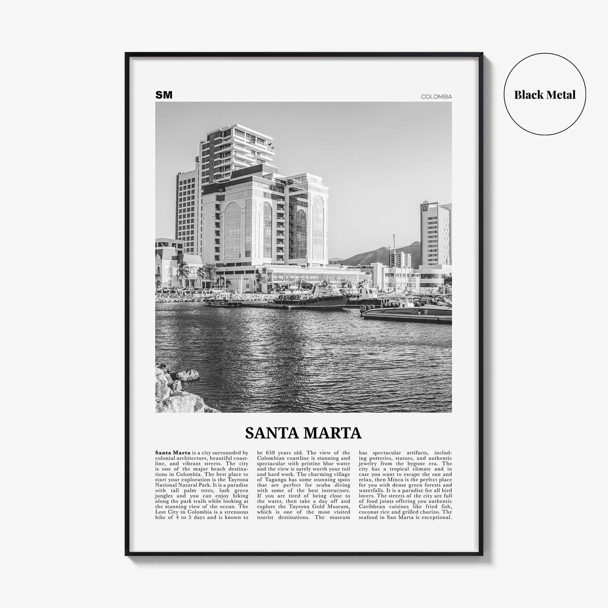 Santa Marta Print Black and White, Santa Marta Wall Art, Santa Marta Poster, Santa Marta Photo, Santa Marta Wall Décor, Colombia