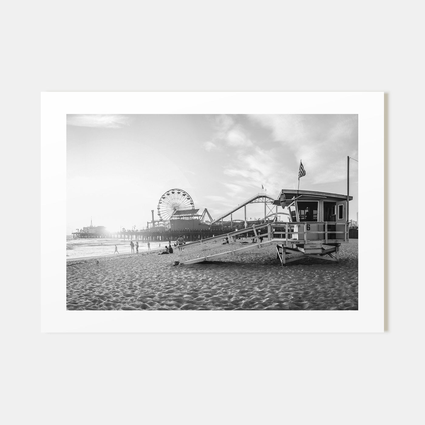 Santa Monica Landscape B&W Poster