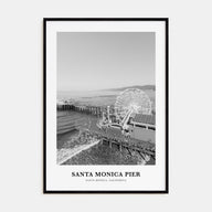 Santa Monica Pier Portrait B&W Poster