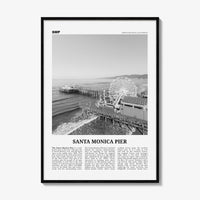 Santa Monica Pier Print Black and White, Santa Monica Pier Wall Art, Santa Monica Pier Poster, Santa Monica Pier Photo, California