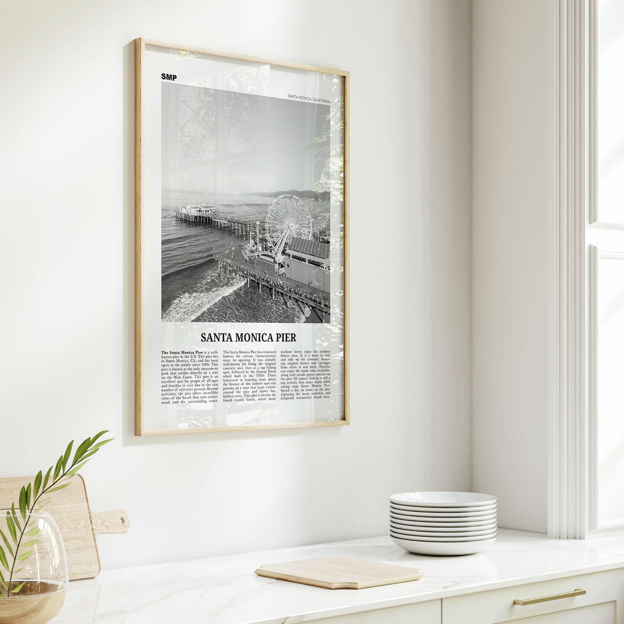 Santa Monica Pier Print Black and White, Santa Monica Pier Wall Art, Santa Monica Pier Poster, Santa Monica Pier Photo, California