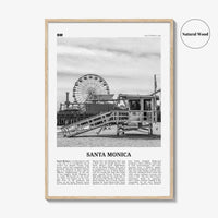 Santa Monica Print Black and White No 1, Santa Monica Wall Art, Santa Monica Poster, Santa Monica, California, USA, United States