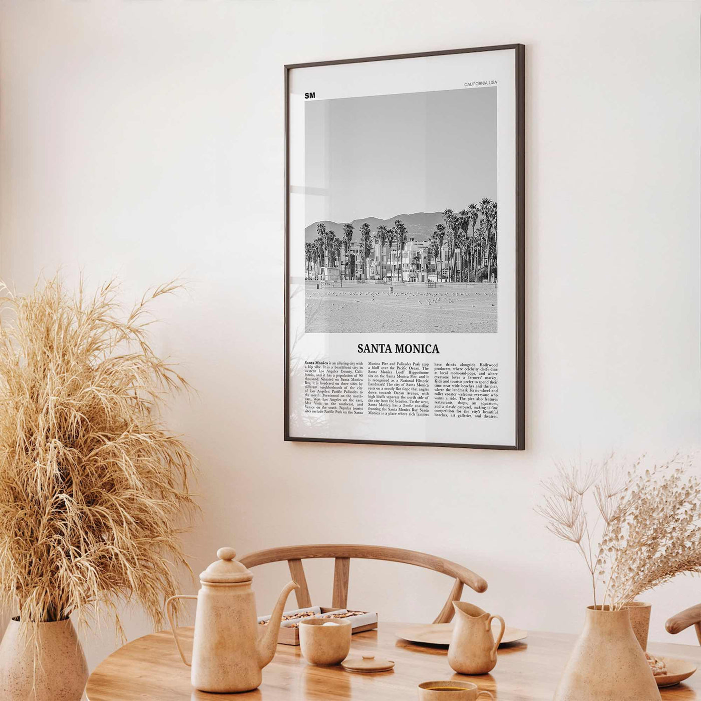 Santa Monica Print Black and White No 2, Santa Monica Wall Art, Santa Monica Poster, Santa Monica, California, USA, United States