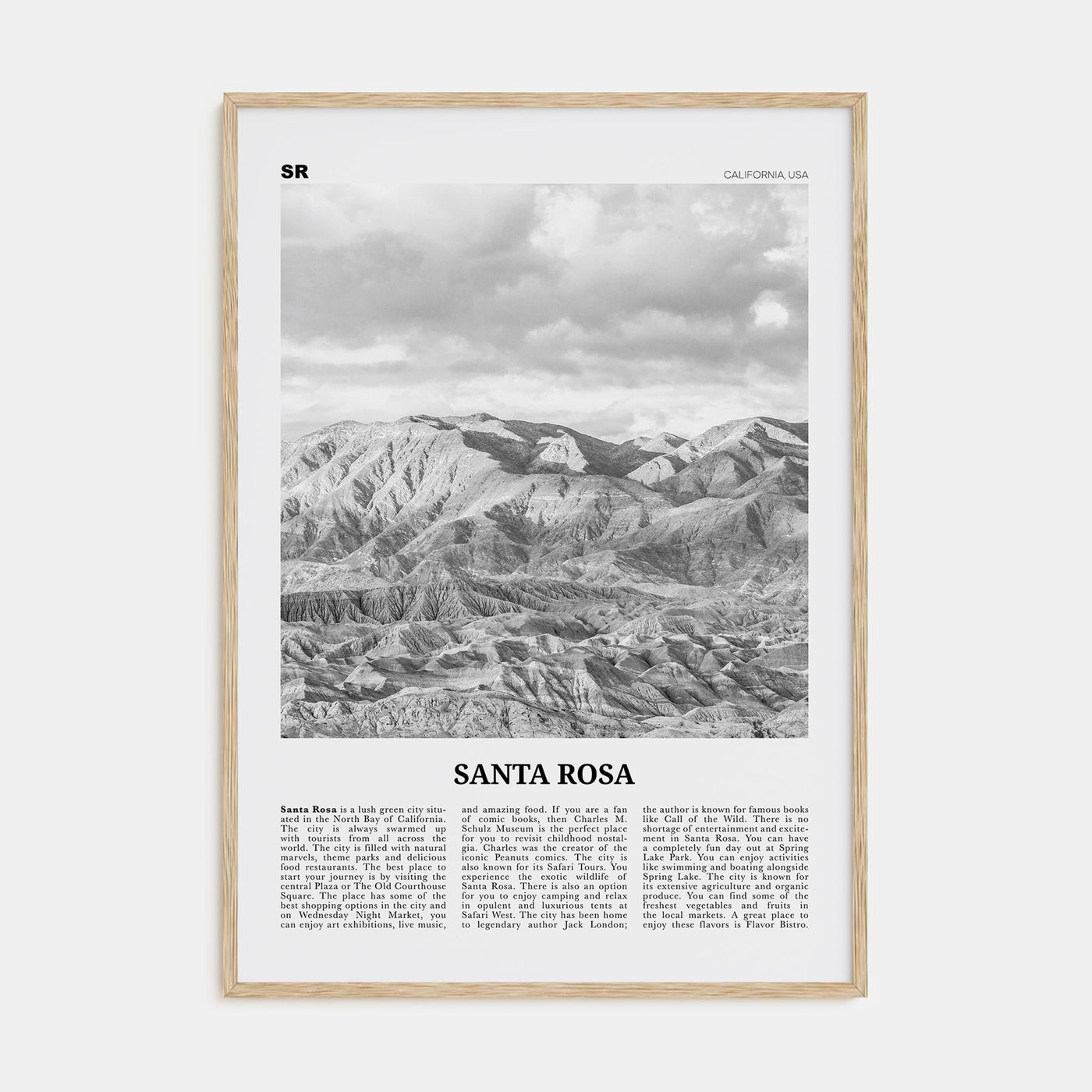 Santa Rosa Travel B&W Poster